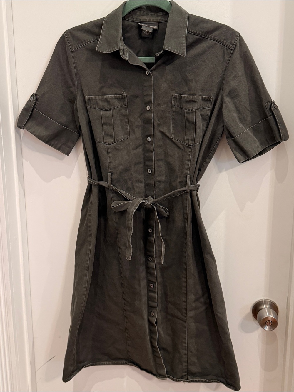 Banana Republic Safari Shirt Dress Size 8 Military Utility Minimalist